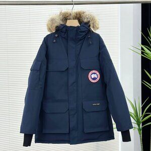 Canada Goose Blue Down Jacket with Detachable Fur Lined Hood